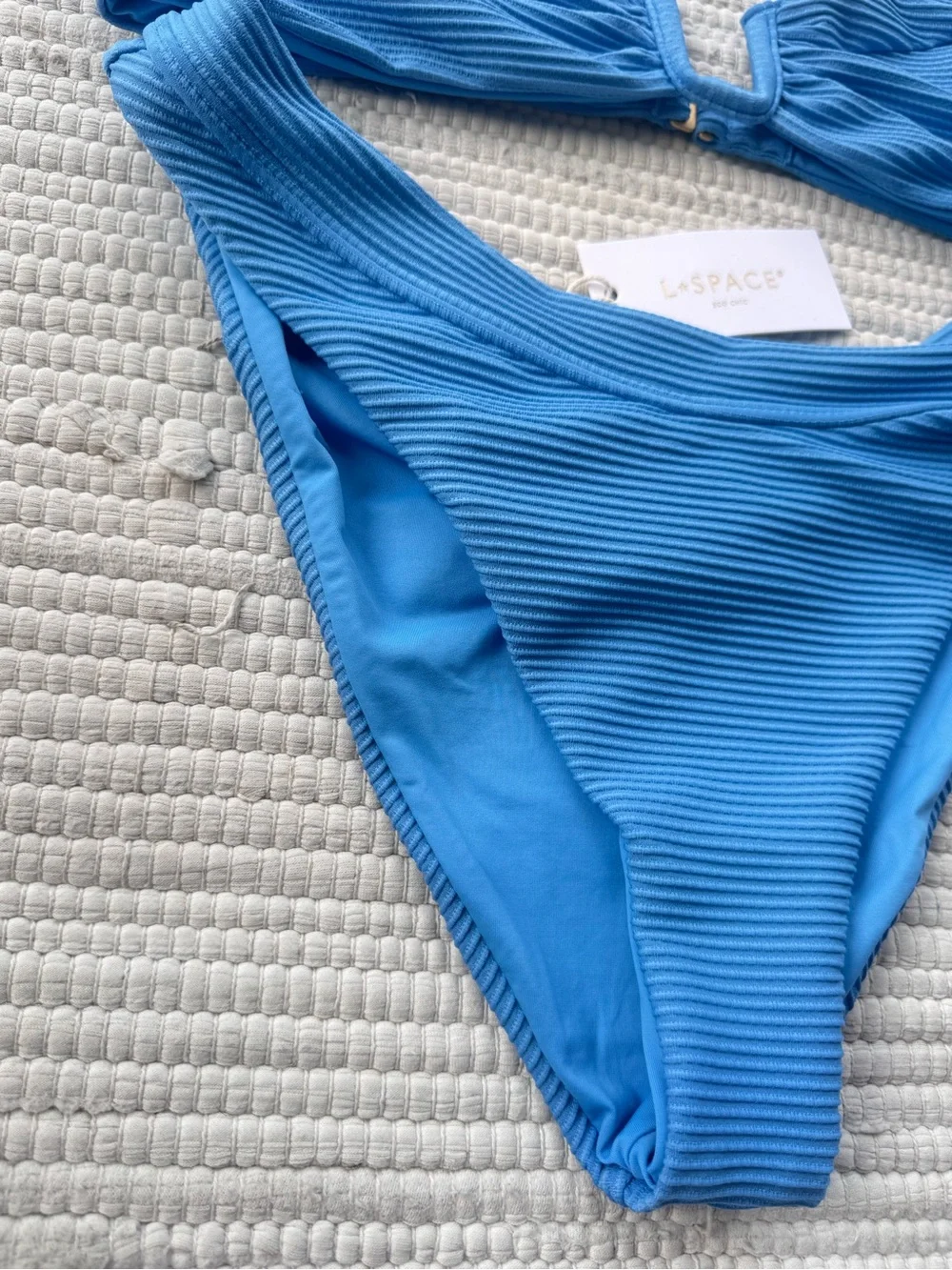 L*Space Peyton Ribbed Bikini Set NWT Large Cornflower Blue